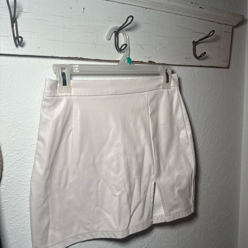 White Faux Leather Mini Skirt